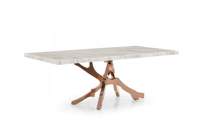 Modrest Legend Modern White Marble & Rosegold Dining Table