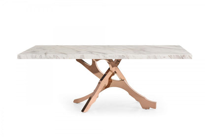 Modrest Legend Modern White Marble & Rosegold Dining Table