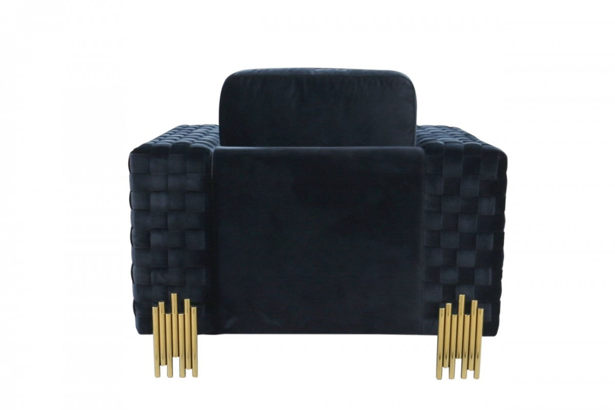 Divani Casa Lori - Modern Velvet Glam Black & Gold Chair