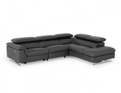 Divani Casa Maine Modern Grey Eco-Leather Sofa with Electric Recliner