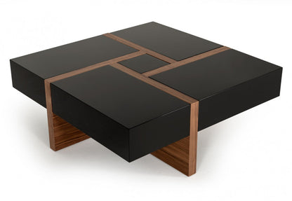 Modrest Makai Modern Black & Walnut Coffee Table