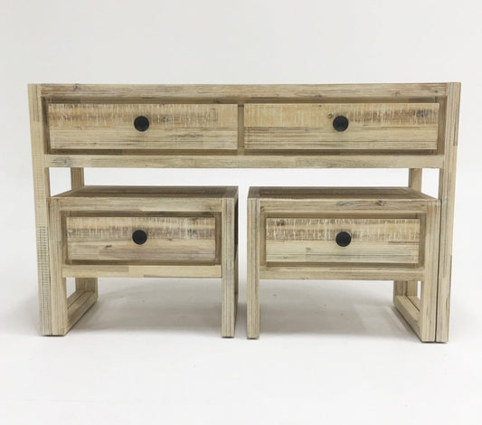 Modrest Mandy Modern White Washed Acacia Console & End Table Set