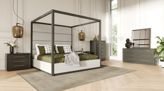 Modrest Manhattan- Contemporary Canopy Grey Bedroom Set
