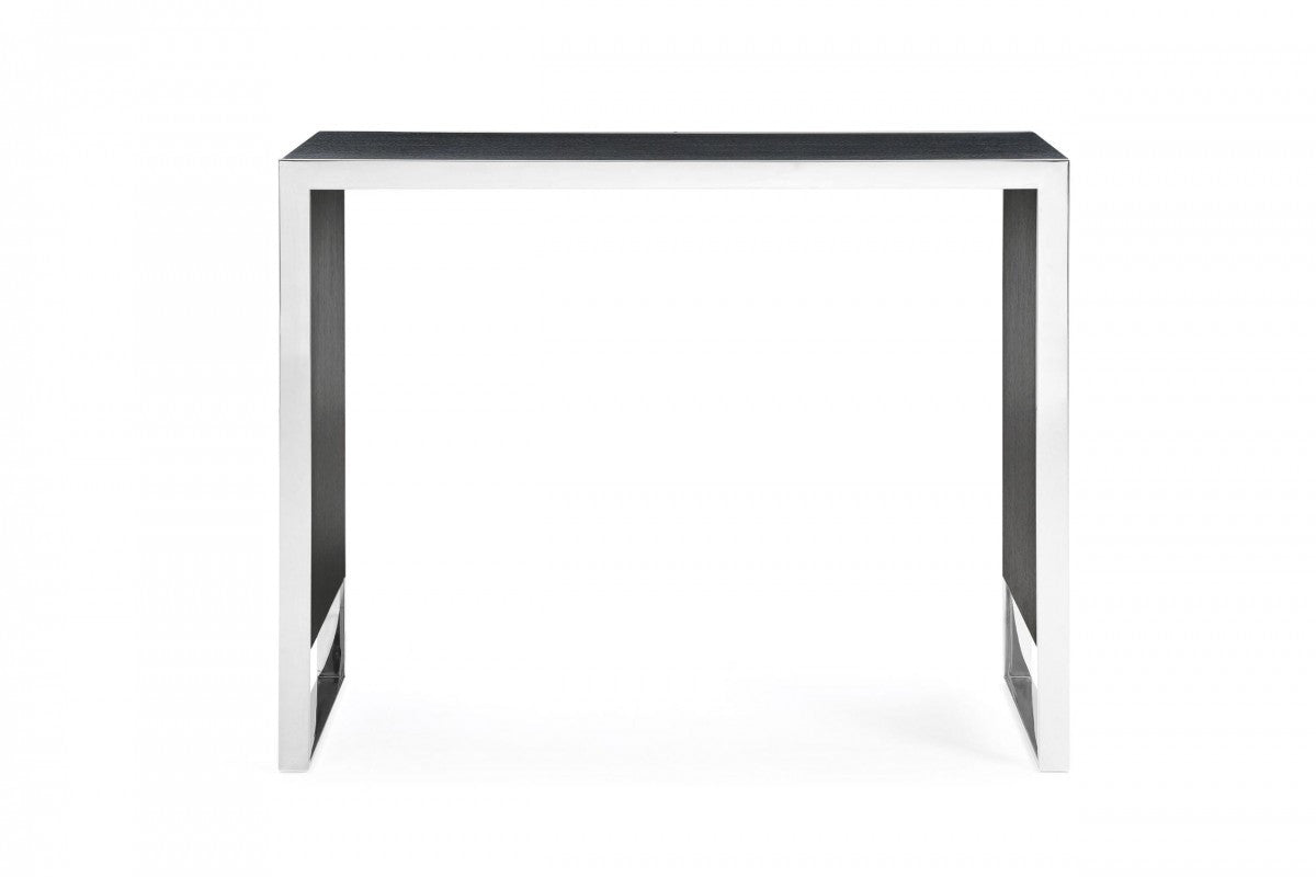 Modrest Manston Modern Black Oak & Stainless Steel Bar Table