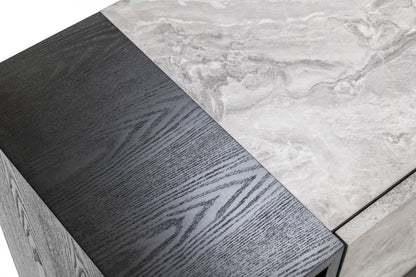 Nova Domus Maranello - Modern Grey Wash & Faux Marble Nightstand