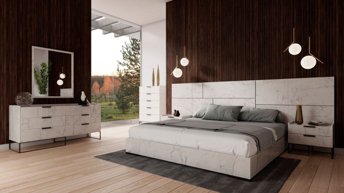 Nova Domus Marbella Italian Modern White Marble Bed Set