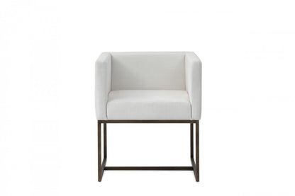 Modrest Marty - Modern Off-White & Copper Antique Brass Dining Chair