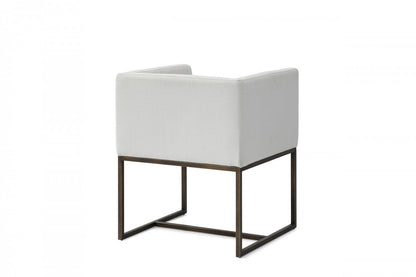 Modrest Marty - Modern Off-White & Copper Antique Brass Dining Chair