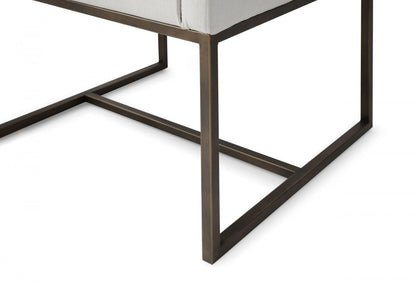 Modrest Marty - Modern Off-White & Copper Antique Brass Dining Chair