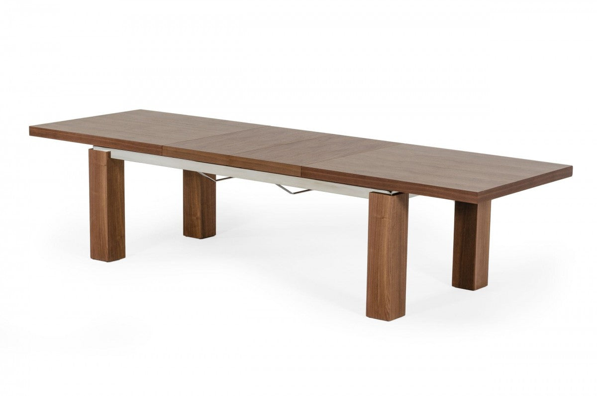 Modrest Maxi Modern Walnut & Stainless Steel Dining Table
