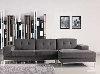 Divani Casa Forli Modern Grey Fabric Sectional Sofa Right Facing Chaise