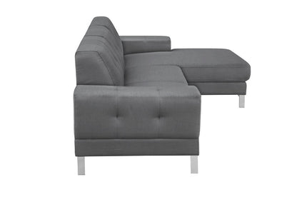 Divani Casa Forli Modern Grey Fabric Sectional Sofa Right Facing Chaise