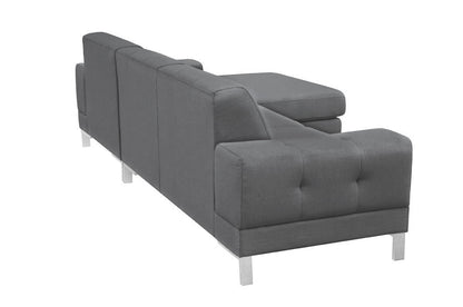 Divani Casa Forli Modern Grey Fabric Sectional Sofa Right Facing Chaise