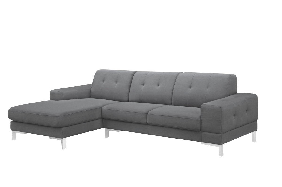 Divani Casa Forli Modern Grey Fabric Sectional Sofa Left Facing Chaise