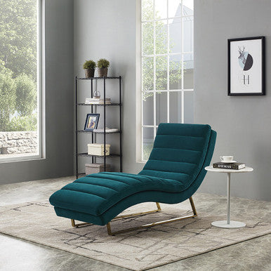 Divani Casa Auburn Modern Green Velvet Lounge Chaise