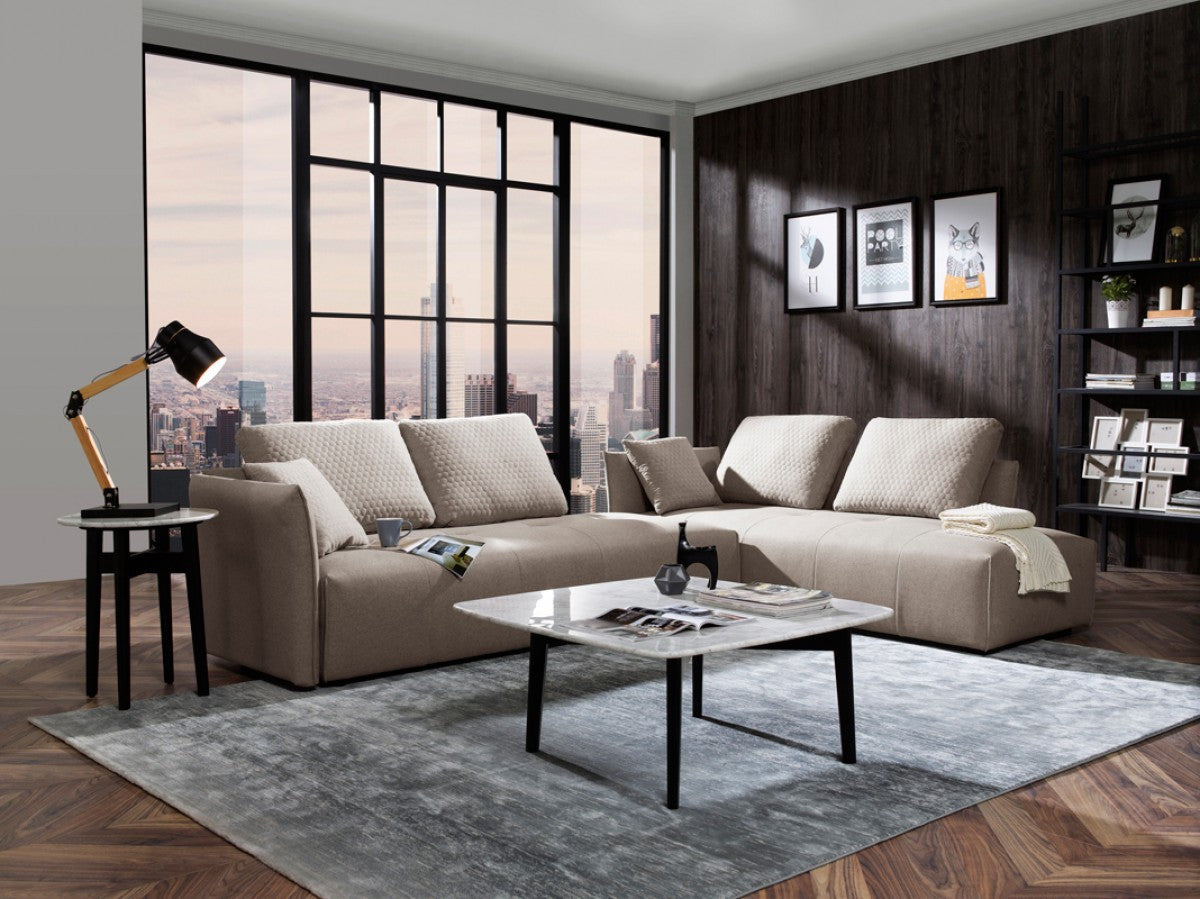 Divani Casa Polson Modern Modular Light Grey Fabric Sectional Sofa Bed