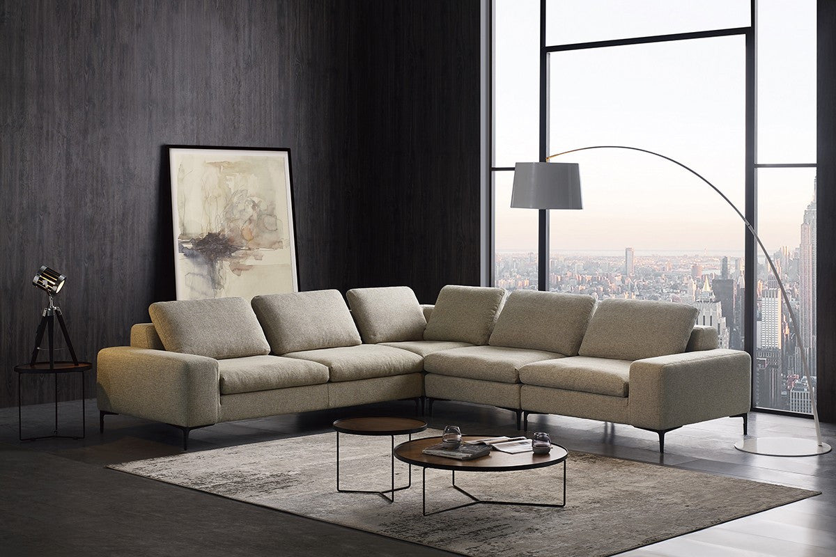 Divani Casa Cascade Modern Beige Fabric Sectional Sofa