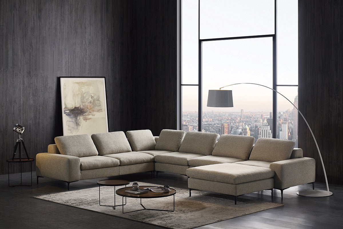 Divani Casa Cascade Modern Beige Fabric Sectional Sofa