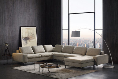 Divani Casa Cascade Modern Beige Fabric Sectional Sofa