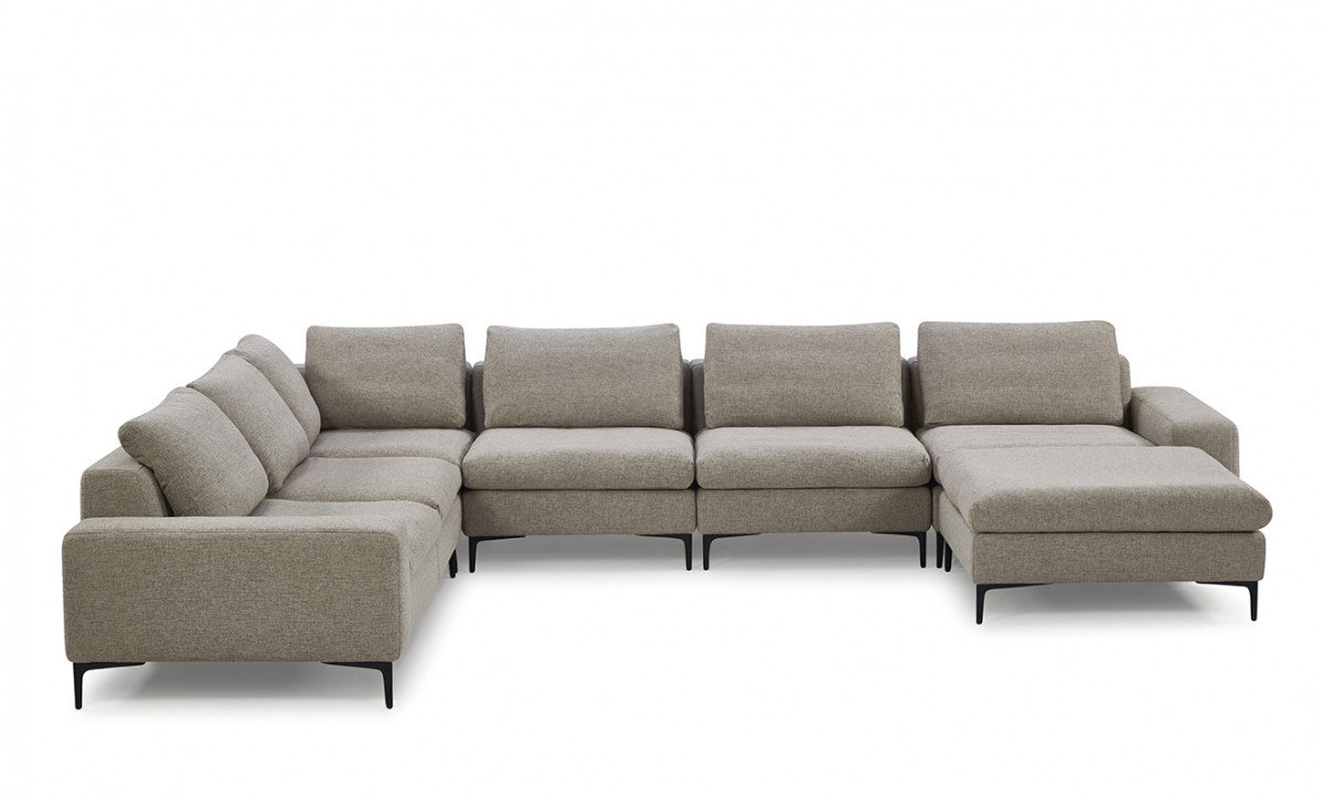 Divani Casa Cascade Modern Beige Fabric Sectional Sofa