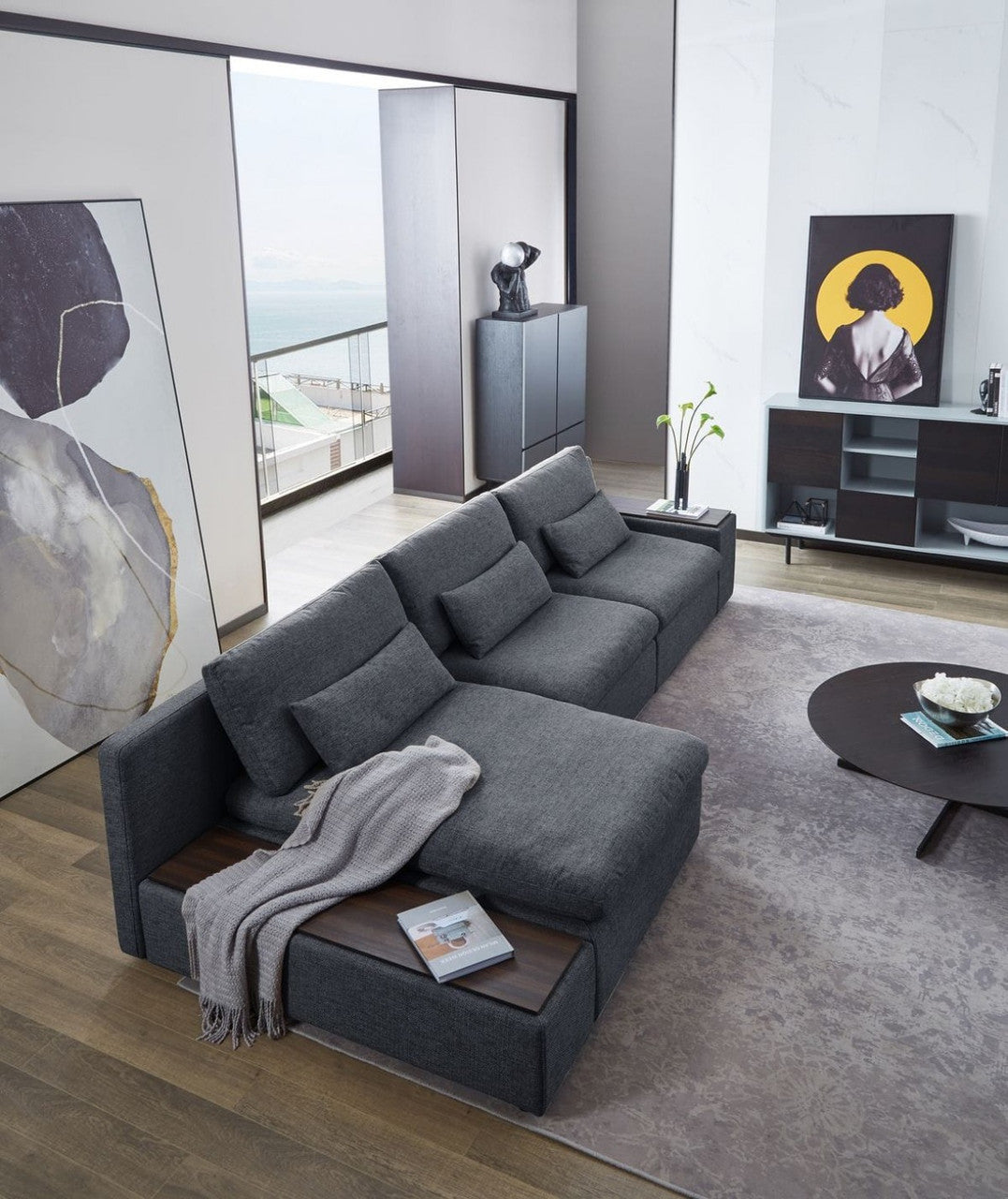 Divani Casa Paseo - Modern Grey Sectional Sofa