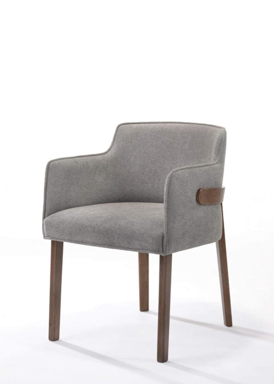 Modrest Jordan Modern Grey & Walnut Dining Chair (Set of 2)