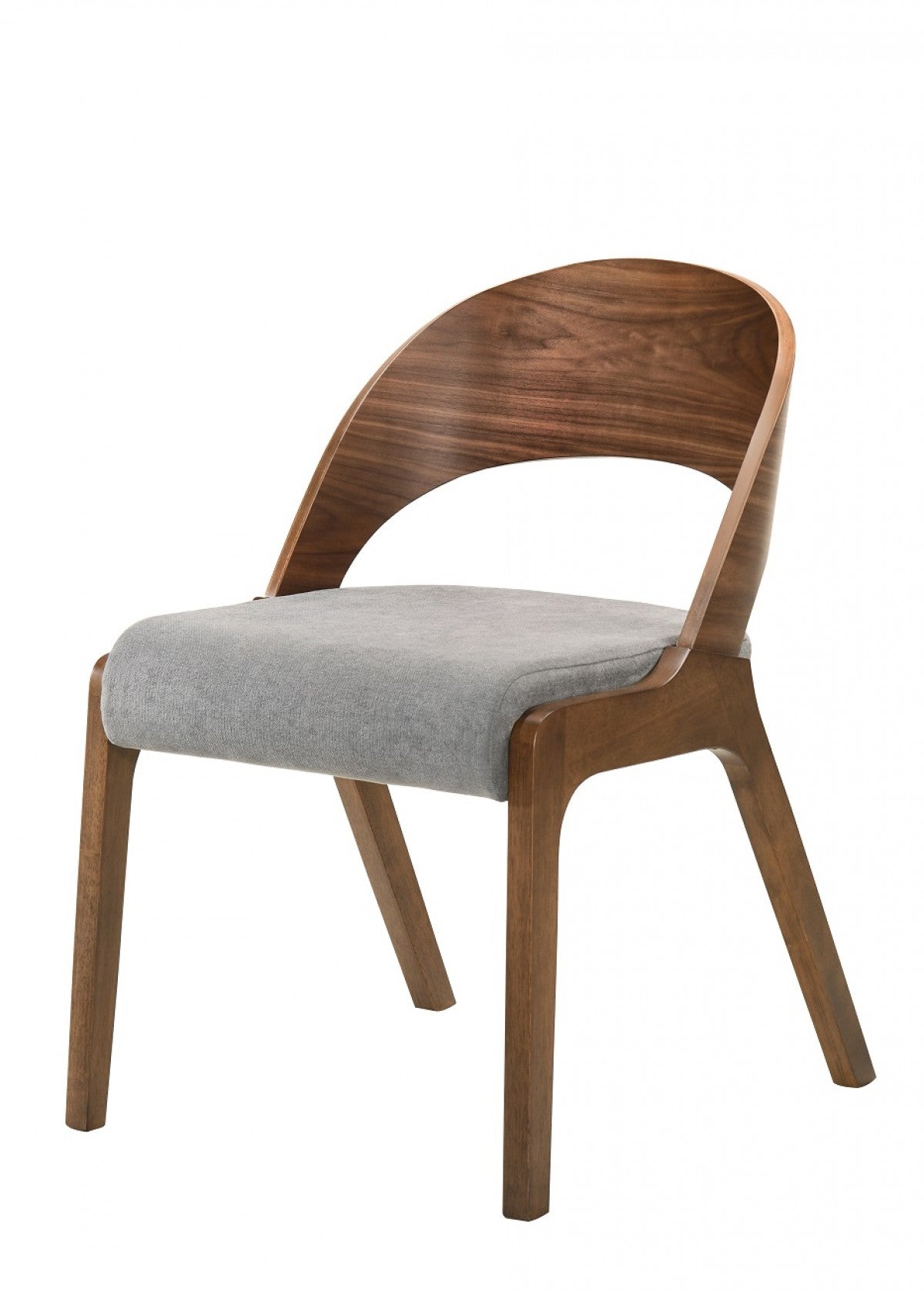 Modrest Runyon Modern Walnut & Grey Fabric Dining Chair (Set of 2)