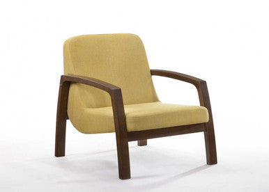 Modrest Bronson Mid-Century Modern Yellow & Walnut Accent Chair