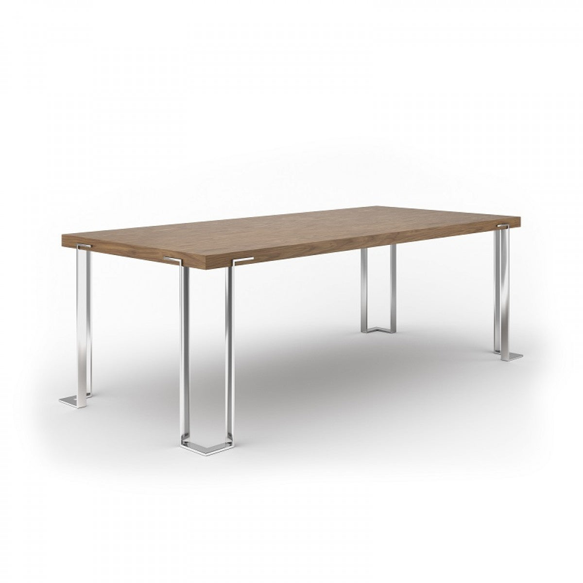 Modrest Heloise - Modern Walnut & Stainless Steel Dining Table