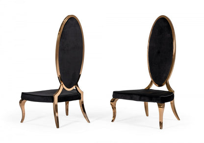 Modrest Mills Modern Black Velvet Rosegold Dining Chair Set of 2