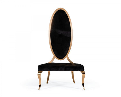 Modrest Mills Modern Black Velvet Rosegold Dining Chair Set of 2