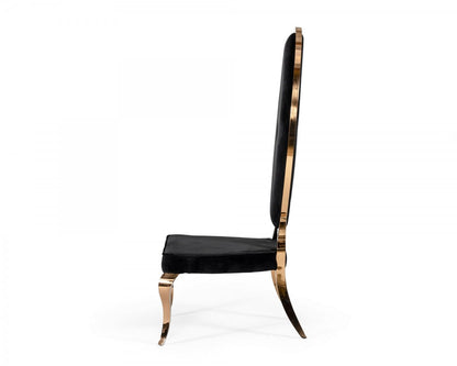 Modrest Mills Modern Black Velvet Rosegold Dining Chair Set of 2