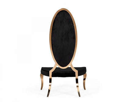 Modrest Mills Modern Black Velvet Rosegold Dining Chair Set of 2