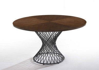 Modrest Theresa Modern Round Walnut & Black Table