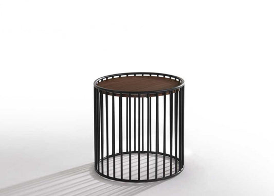 Modrest Bronson Modern Walnut & Black Round Tea Table - Stylish Design Furniture