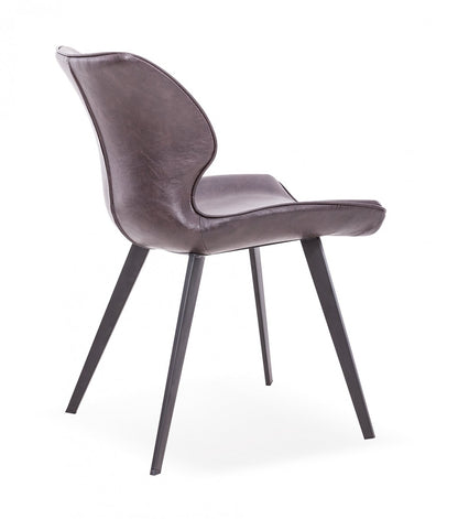 Modrest Moira - Modern Dark Brown Eco-Leather Dining Chair (Set of 2)