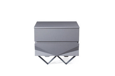 Modrest Duke Modern Grey & Black Gun Chrome Nightstand