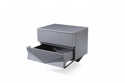 Modrest Duke Modern Grey & Black Gun Chrome Nightstand