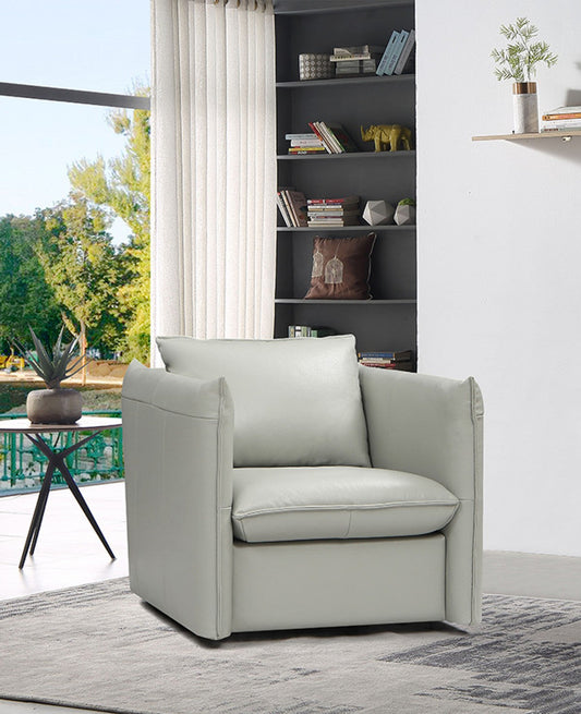 Divani Casa Tamworth Modern Grey Leather Swivel Chair