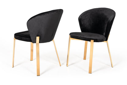 Modrest Nadia Modern Black Velvet & Rosegold Dining Chair (Set of 2)
