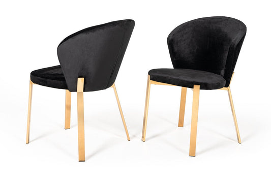 Modrest Nadia Modern Black Velvet & Rosegold Dining Chair (Set of 2)