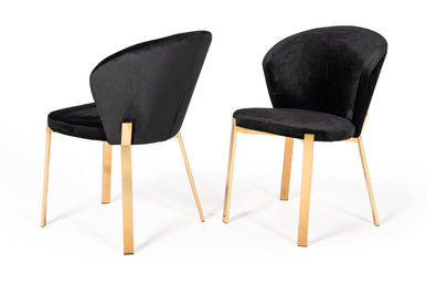 Modrest Nadia Modern Black Velvet & Rosegold Dining Chair (Set of 2)