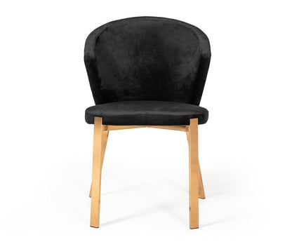 Modrest Nadia Modern Black Velvet & Rosegold Dining Chair (Set of 2)