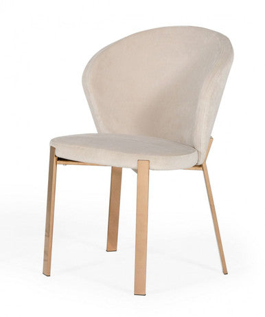 Modrest Nadia Modern Beige Velvet & Rosegold Dining Chair (Set of 2)