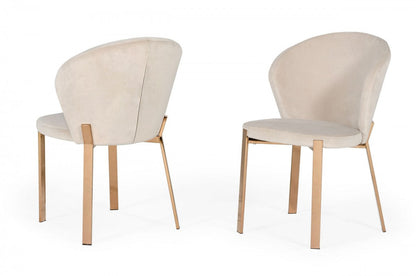 Modrest Nadia Modern Beige Velvet & Rosegold Dining Chair (Set of 2)