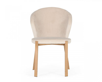 Modrest Nadia Modern Beige Velvet & Rosegold Dining Chair (Set of 2)