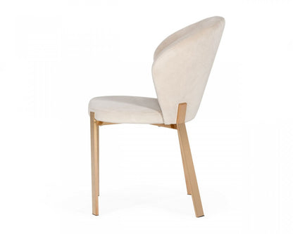 Modrest Nadia Modern Beige Velvet & Rosegold Dining Chair (Set of 2)