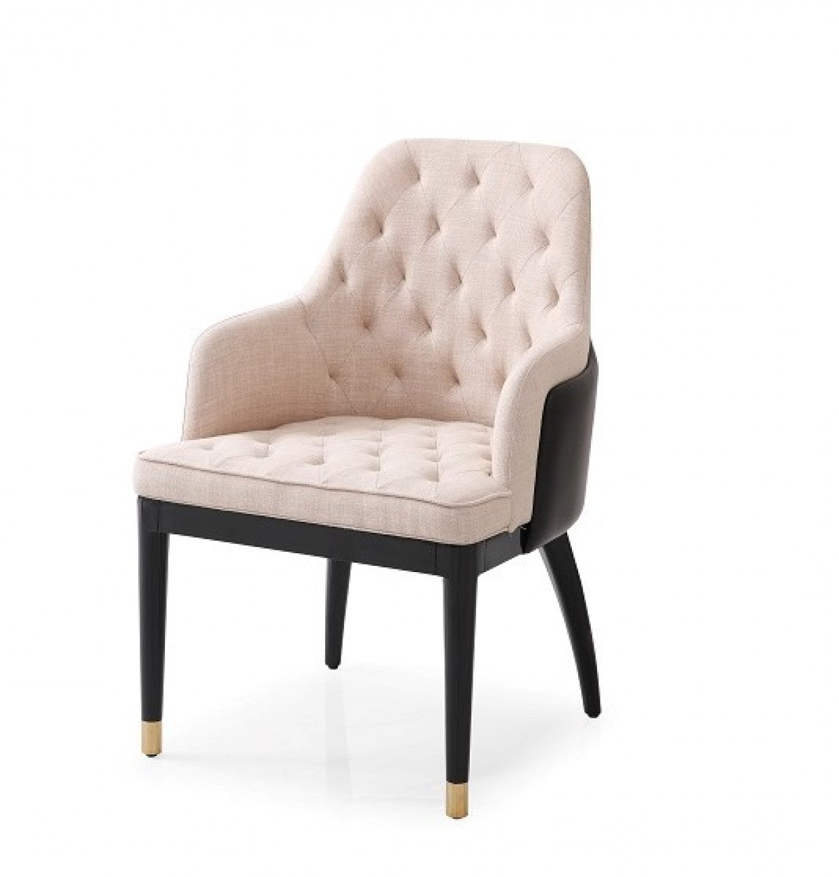 Modrest Nara - Glam Beige Fabric, Black Bonded Leather and Champagne Gold Dining Chair
