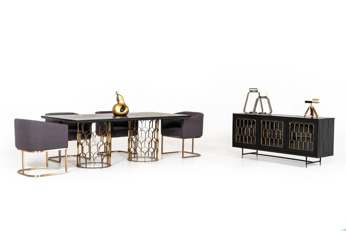 Modrest Natalie Modern Black Acacia & Antique Brass Buffet