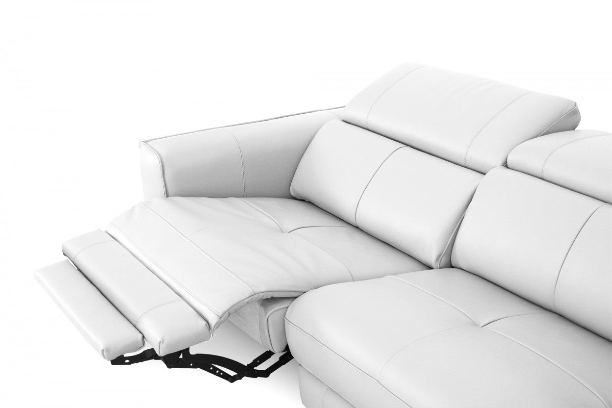 Divani Casa Nella - Modern White Leather Sofa w/ Electric Recliners